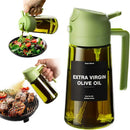 Spray de Óleo para Cozinha de 470 ML, Dispensador de Azeite 2 em 1 e Garrafa de Óleo com Adesivos, Garrafa de Vidro Espesso com Spray