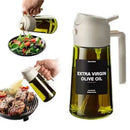 Spray de Óleo para Cozinha de 470 ML, Dispensador de Azeite 2 em 1 e Garrafa de Óleo com Adesivos, Garrafa de Vidro Espesso com Spray