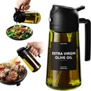 Spray de Óleo para Cozinha de 470 ML, Dispensador de Azeite 2 em 1 e Garrafa de Óleo com Adesivos, Garrafa de Vidro Espesso com Spray