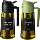Spray de Óleo para Cozinha de 470 ML, Dispensador de Azeite 2 em 1 e Garrafa de Óleo com Adesivos, Garrafa de Vidro Espesso com Spray