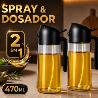 Spray Borrifador Azeite Dosador 2 em 1 Galheteiro Economico vidro 470ml Óleo Vinagre Shoyu